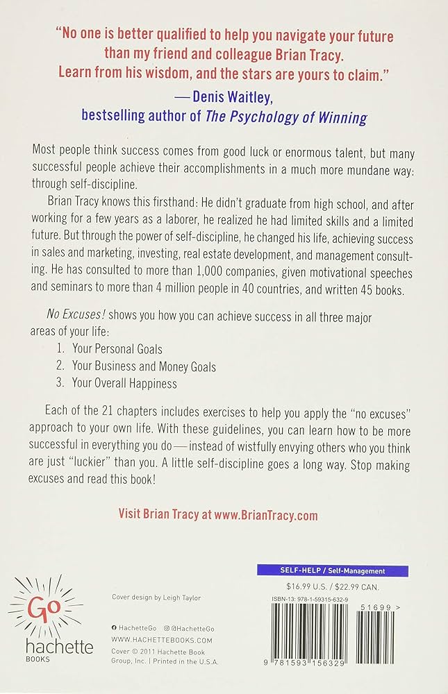 No Excuses!: The Power of Self-Discipline By Brian Tracy