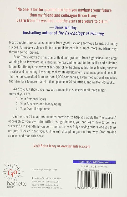 No Excuses!: The Power of Self-Discipline By Brian Tracy