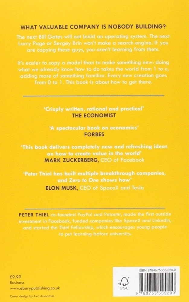 Zero to One: Notes on Startups, or How to Build the Future